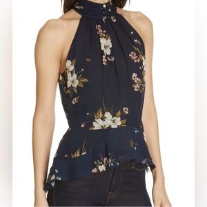 JOIE Abbigayl navy silk top
